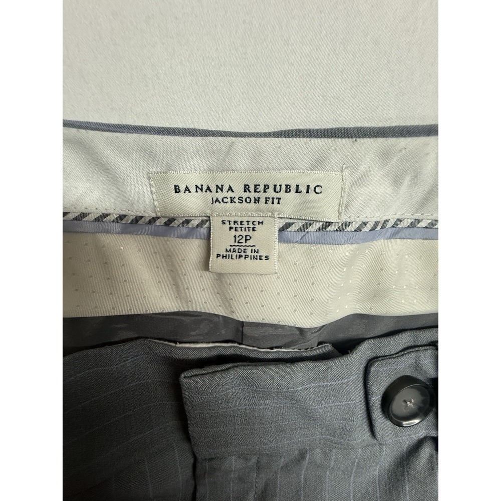 Banana Republic Jackson Fit Wool Pants 12P Gray Pinstripe Career 33x29 - Picture 3 of 16